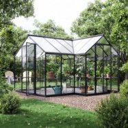 Växthus Titania 11,8 m² - Svart + Växthusrengöring