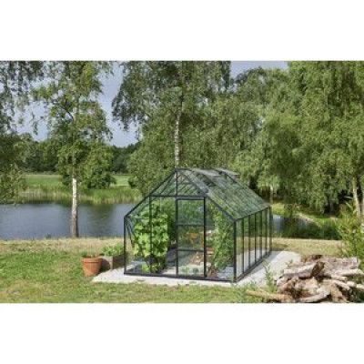 Växthus Universal - Antracit med härdat glas 9,9 m²