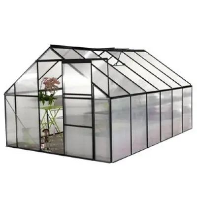 Växthus Walk-in - 9,3 m² - svart - Utan fundament