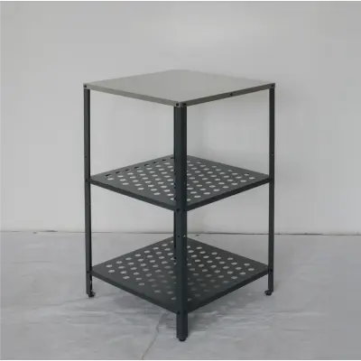 Växthusbord i galvaniserat stål | 3 hyllplan | Arbetsbord för växthus | Svart