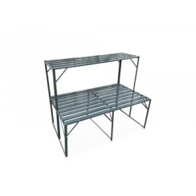 Växthusbord - mörkgrå - 2 plan - Växthushyllor, Växthustillbehör, Växthus