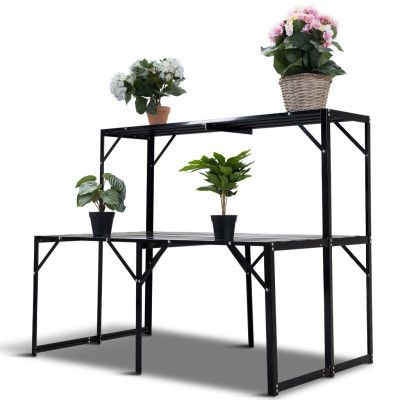 Växthushylla med två nivåer | Svart
