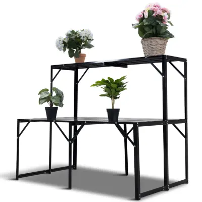 Växthushylla med två nivåer | Svart