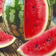 Vattenmelon'Moro'F1, tidig sort, fruktvikt 4-6 kg, mycket söt och saftig, odlas i växthus.